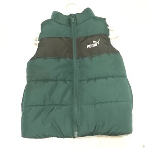 Boys 3T Puma Forest Green and Black Puffer Vest Full Zip Up